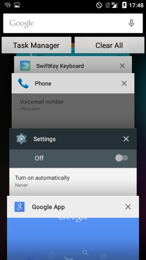 Select Clear All to close all running apps