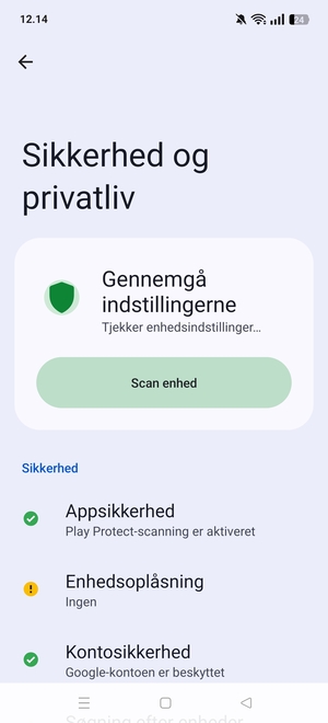 For at aktivere din skærmlås, gå til menuen Sikkerhed og privatliv og vælg Enhedsoplåsning
