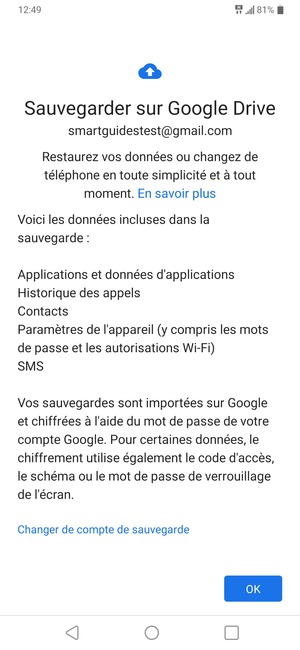 Sélectionnez OK