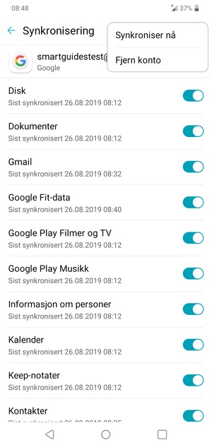 Velg Synkroniser nå