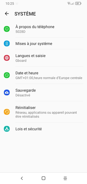Sélectionnez Sauvegarde