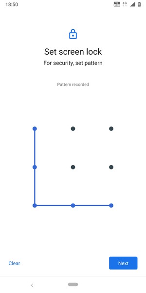 Draw an unlock pattern and select Next