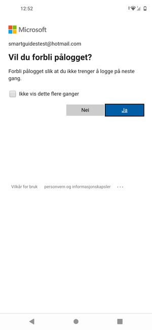 Velg ønsket alternativ