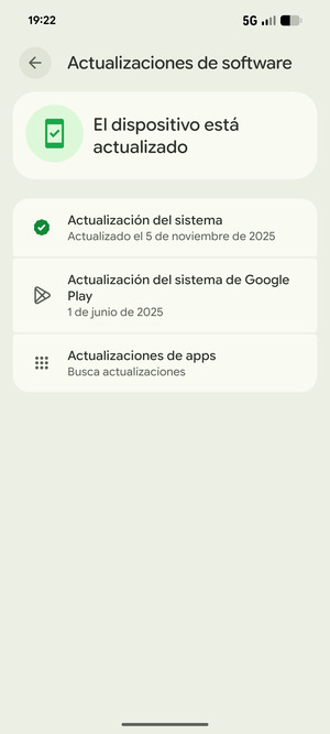 Seleccione Actualización del sistema