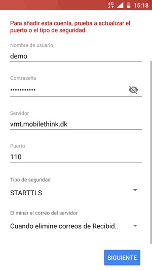 Desplácese y seleccione Tipo de seguridad