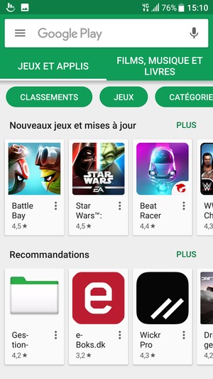 Sélectionnez la barre de Recherche