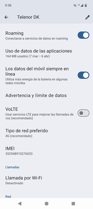 Activar o desactivar Roaming