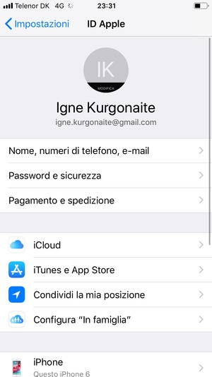 Seleziona iCloud