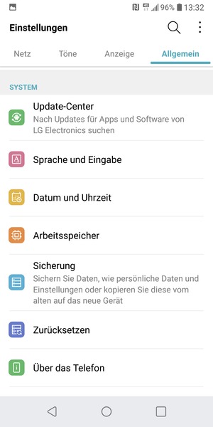 Scrollen Sie und wählen Sie Update-Center