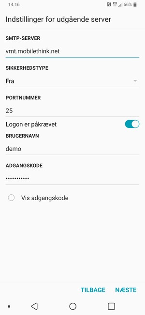 Indtast udgående serveradresse