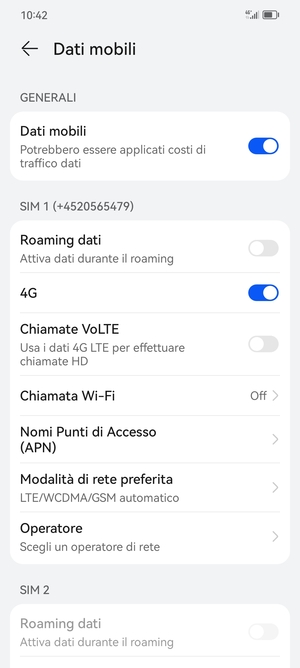 Per modificare la rete, in presenza di problemi, seleziona Operatore