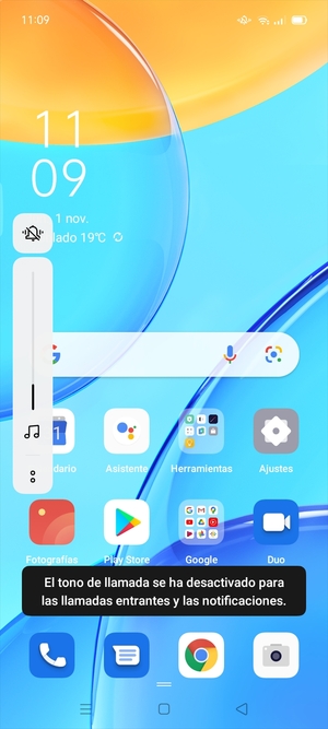 Seleccione Silencio para volver al modo de sonido