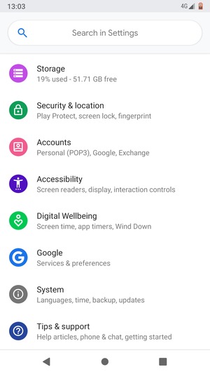Scroll to and select Security & location