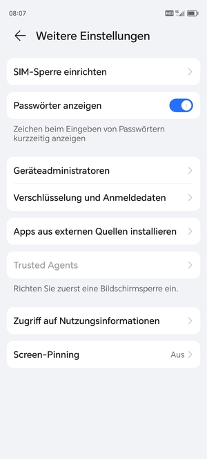 Wählen Sie SIM-Sperre einrichten