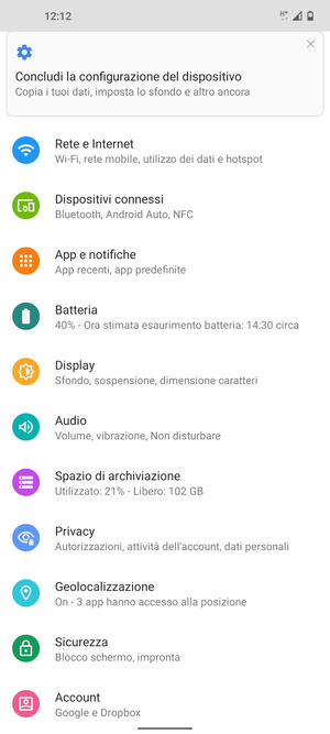 Seleziona Rete e Internet