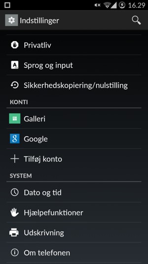 Scroll til og vælg Om telefonen