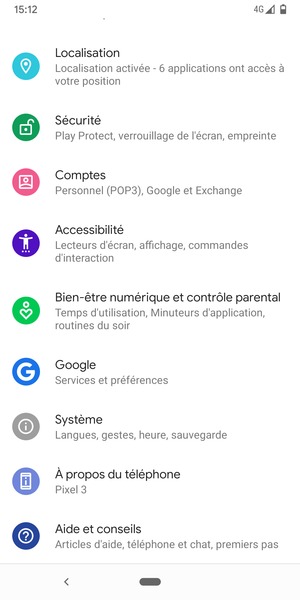 Faites défiler et sélectionnez Système