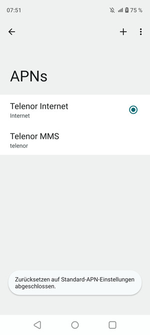 Ihr Handy wird auf Standard-Einstellungen für Internet und MMS zurückgestellt