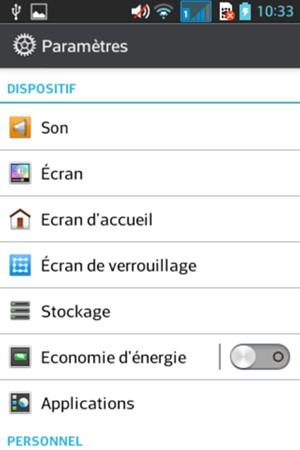 Faites défiler et sélectionnez Écran de verrouillage