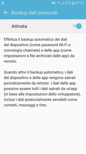 Seleziona il tasto Ritorno