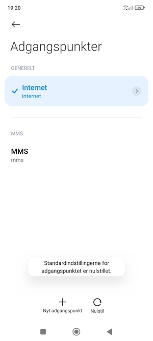 Din telefon vil nulstille til standard internet- og MMS-indstillinger