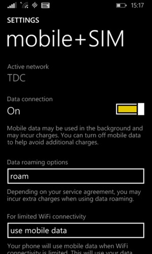Select Data roaming options