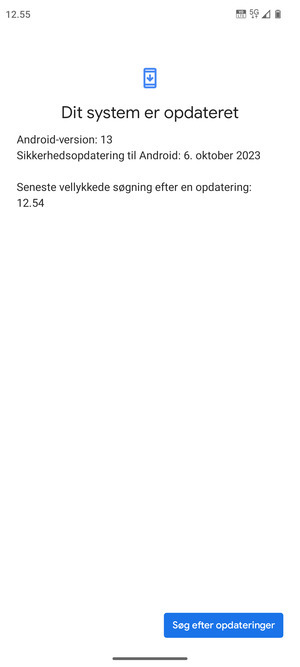 Hvis din telefon er opdateret, vil du se følgende skærmbillede