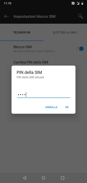 Inserisci PIN della SIM attuale e seleziona OK