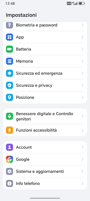 Scorri e seleziona Sistema e aggiornamenti