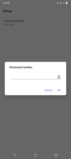 Enter the Voicemail number and select OK