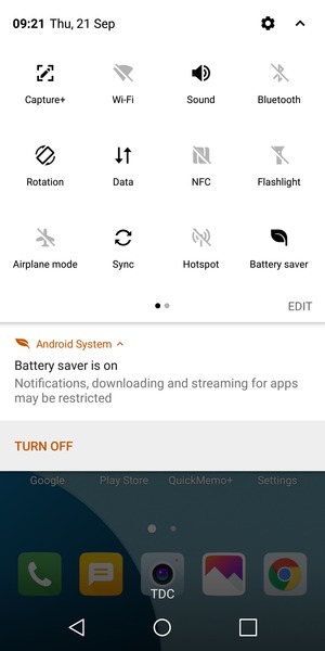 Turn on Battery saver
