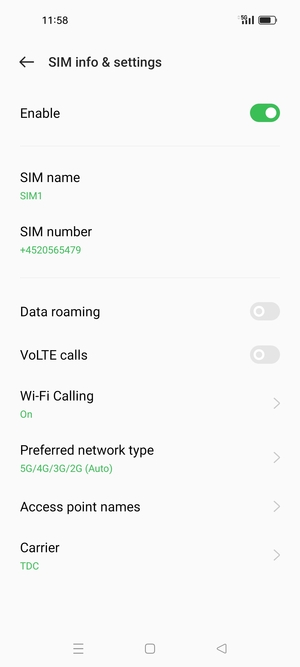 Select Access point names