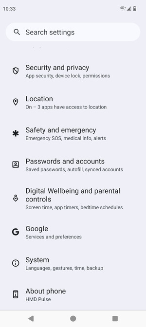 Scroll to and select System