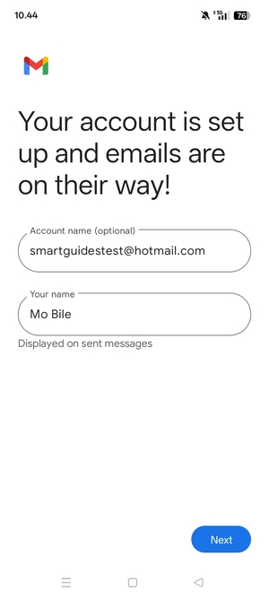 Give your account a name and enter your name. Select Next