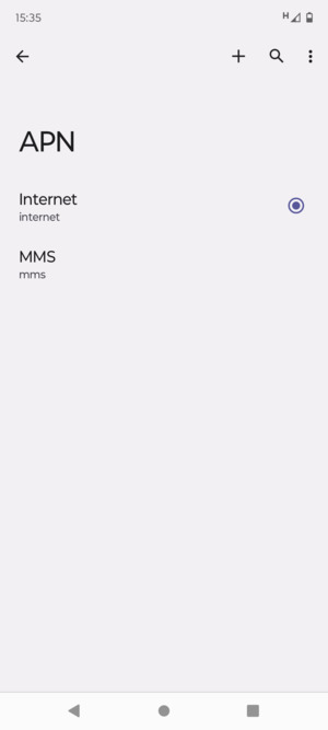 Seleziona il punto di accesso Internet