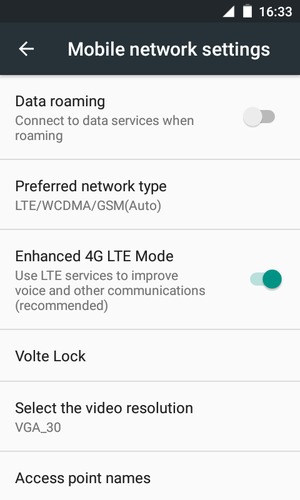 Select Preferred network type