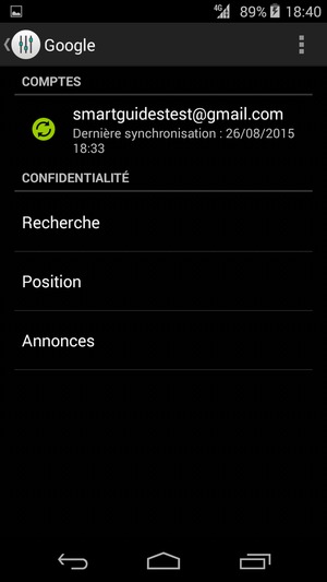 Sélectionnez votre compte de sauvegarde