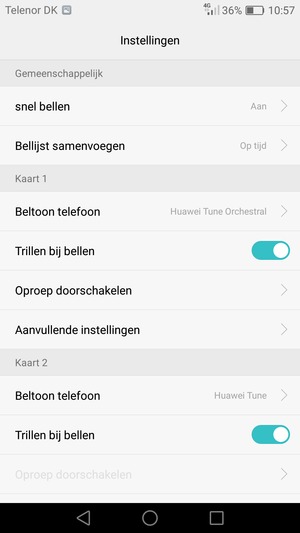 Scroll naar Kaart 1 of Kaart 2 en selecteer Aanvullende instellingen