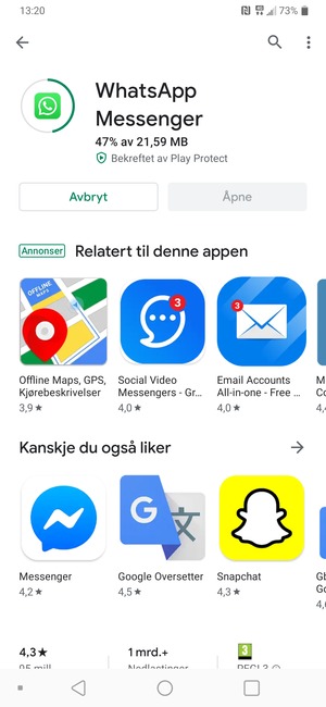 Vent til installasjonen er ferdig