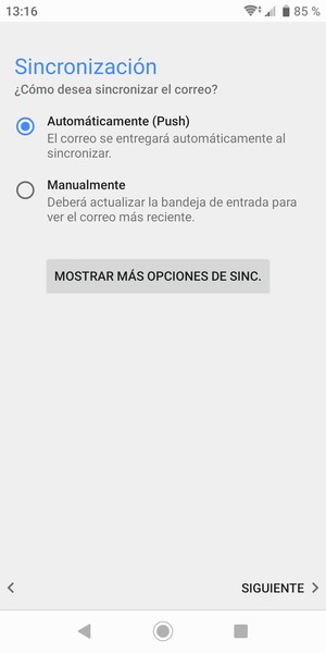 Seleccione la opción deseada y seleccione SIGUIENTE