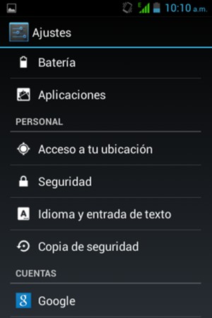 Desplácese y seleccione Seguridad