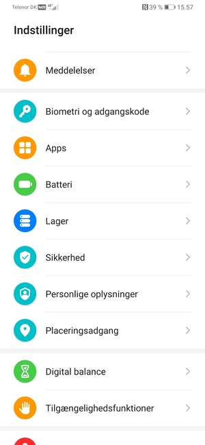 Scroll til og vælg Sikkerhed
