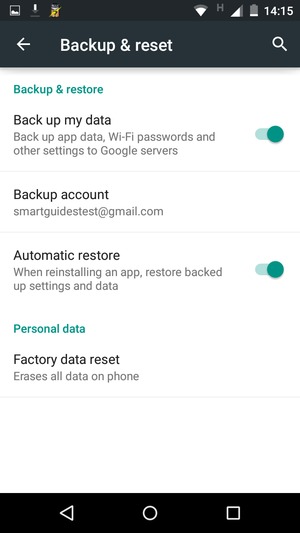 Select Backup account