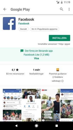 Välj INSTALLERA