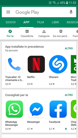 Seleziona la barra di ricerca