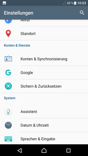 Scrollen Sie und wählen Sie Konten & Synchronisierung