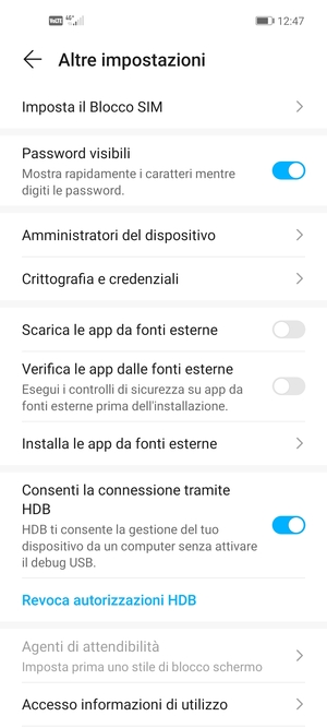 Seleziona Imposta il Blocco SIM