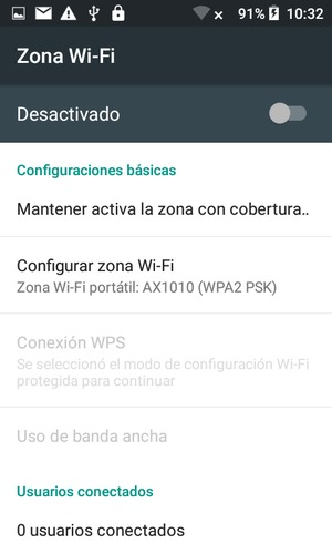 Seleccione Configurar zona Wi-Fi