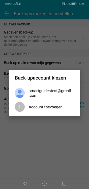 Selecteer uw back-up-account