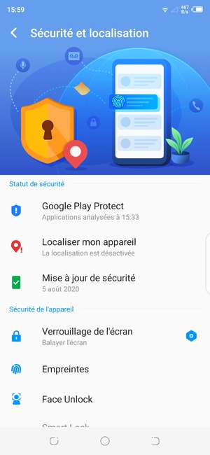 Sélectionnez Verrouillage de l'écran